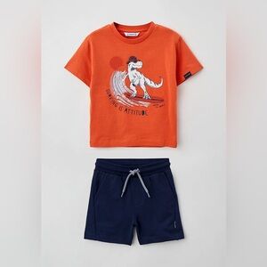 Size 6 Girls Mayoral Orange and Navy Kids Matching Set